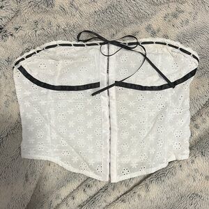 PacSun White Bustier Tie Front Blouse